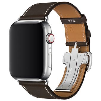 Apple Watch Hermès 44mm, Ébène Barénia Single Tour Deployment Buckle Band