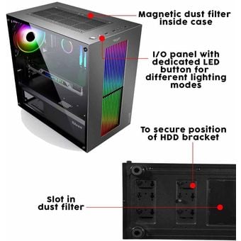 Armaggeddon Tron VII Micro-ATX Gaming PC Case w/ Tempered Glass