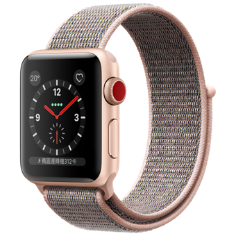 Apple Watch Series 3 (GPS + Cellular) - 38mm, Gold Aluminium Case w/ Light Pink Sports Band 