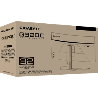 GIGABYTE G32QC A, 31.5" QHD 165Hz 1ms Curved Gaming Monitor