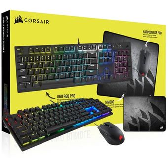 CORSAIR 3-in-1 Gaming Bundle K60 RGB Pro Keyboard + Harpoon RGB Pro Mouse + MM300 Mouse Pad 