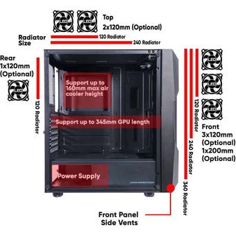 Armaggeddon Aero VII ATX Gaming PC Case w/ Tempered Glass