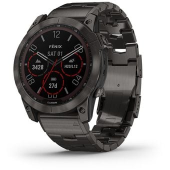 Garmin Fenix 7X Sapphire Solar - 51mm, Carbon Grey DLC Titanium with Carbon Grey DLC Vented Titanium Band