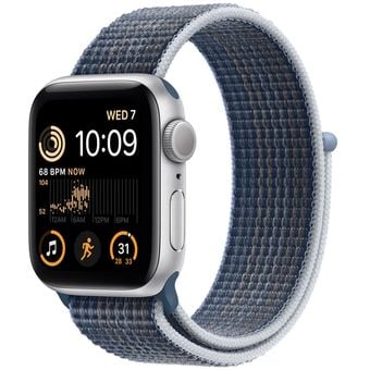 Apple Watch SE 2022 (44mm, GPS) - Silver Aluminum Case with Sport Loop