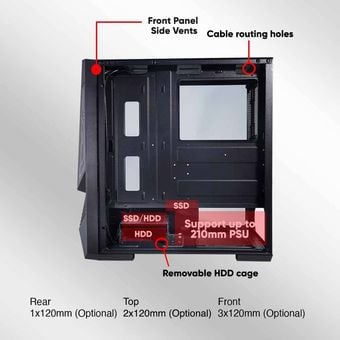 Armaggeddon Aero III ATX Gaming PC Case w/ Tempered Glass