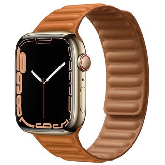 Apple Watch Series 7 (41mm, GPS + Cellular) - Stainless Steel Case with Leather Link