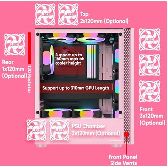 Armaggeddon Ruby B-V Pink ATX Gaming PC Case
