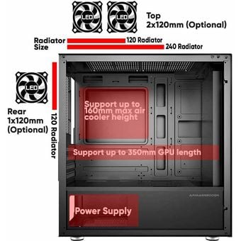 Armaggeddon Tron VII Micro-ATX Gaming PC Case w/ Tempered Glass