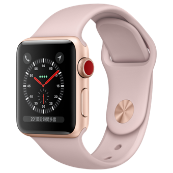 Apple Watch Series 3 (GPS + Cellular) - 38mm, Gold Aluminium Case w/Light Pink Sports Band