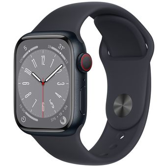 Apple Watch Series 8 (45mm, GPS + Cellular) - Midnight Aluminum Case with Sport Band