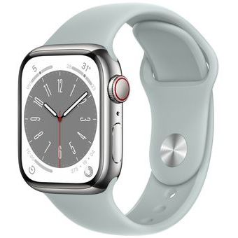 Apple Watch Series 8 (45mm, GPS + Cellular) - Stainless Steel Case with Sport Band