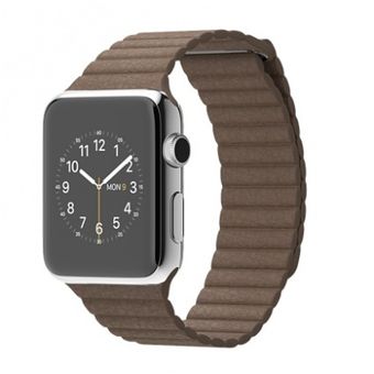 Apple Watch 42mm, Stainless Steel Case w/ Light Brown Band