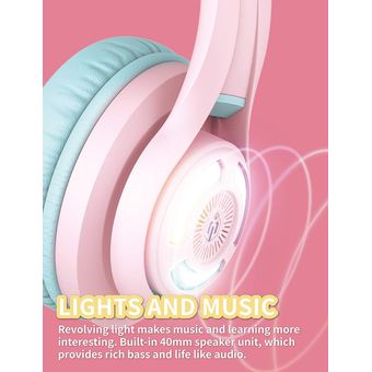 iClever BTH13 Cat-Ear LED Light Up Kids Bluetooth Headphones
