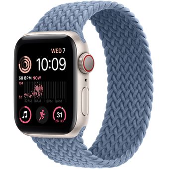 Apple Watch SE 2022 (44mm, GPS + Cellular) - Starlight Aluminum Case with Braided Solo Loop