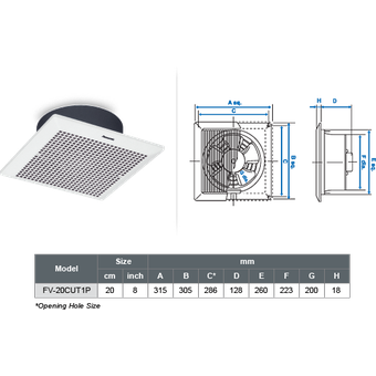 Panasonic Ceiling Mount Ventilation Fan [FV-20CUT1NAHP]