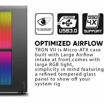 Armaggeddon Tron VII Micro-ATX Gaming PC Case w/ Tempered Glass