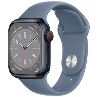 Apple Watch Series 8 (45mm, GPS + Cellular) - Midnight Aluminum Case with Sport Band