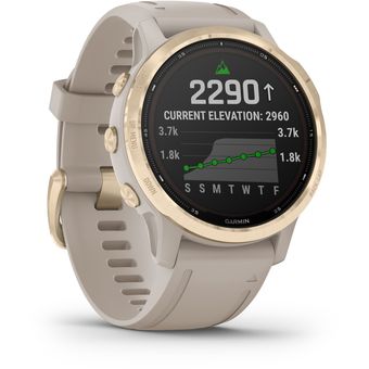 Garmin Fenix 6s Pro Solar - 42mm (Light Gold with Light Sand Band)