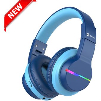 iClever BTH12 Over Ear Kids Bluetooth Headphones with Colorful LED Lights