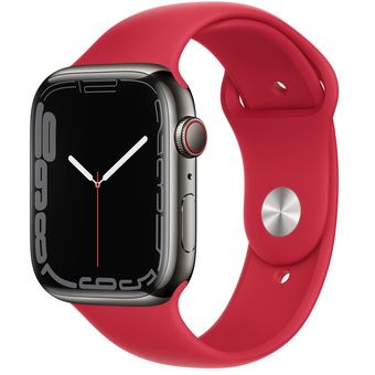 Apple Watch Series 7 (45mm, GPS + Cellular) - Stainless Steel Case with Sport Band 