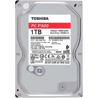 Toshiba P300 Desktop PC 3.5" SATA Hard Drive, 1TB [HDWD110UZSVA]
