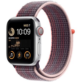 Apple Watch SE 2022 (44mm, GPS + Cellular) - Silver Aluminum Case with Sport Loop