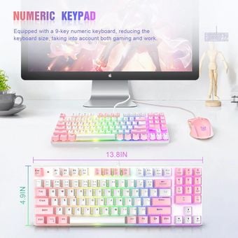 Onikuma G26 + CW905 Wired Gaming Keyboard Mouse Set (White Pink)