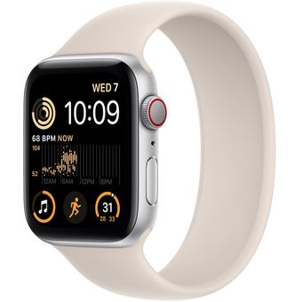 Apple Watch SE 2022 (44mm, GPS + Cellular) - Silver Aluminum Case with Solo Loop