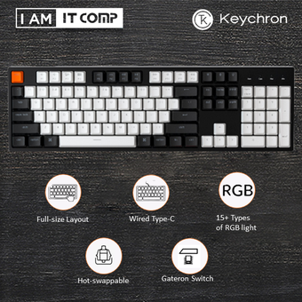 Keychron C2 Wired Keyboard (White Backlight, Gateron Hot-Swappable)