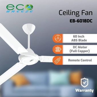 Eco Breeze 60” DC Motor 3 Metal Blade Ceiling Fan [EB-6018DC]