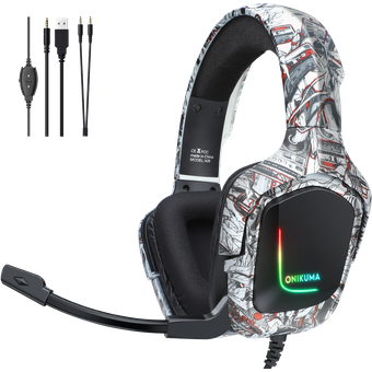 ONIKUMA K20 Wired Gaming Headsets (Camouflage White)