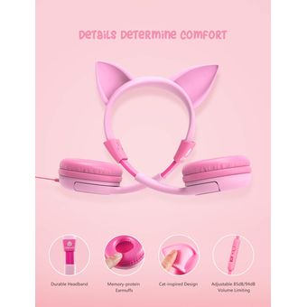 iClever HS01 Cat-Inspired Wired On-Ear Headphones for Kids