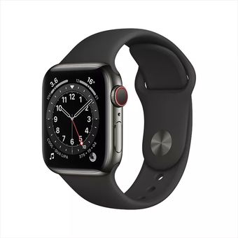 Apple Watch Series 6 (44mm, GPS + Cellular) - Stainless Steel Case with Sport Band