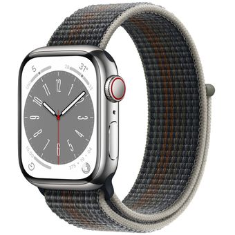 Apple Watch Series 8 (45mm, GPS + Cellular) - Stainless Steel Case with Sport Loop