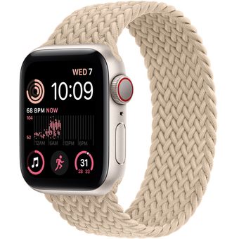 Apple Watch SE 2022 (40mm, GPS + Cellular) - Starlight Aluminum Case with Braided Solo Loop