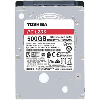 Toshiba L200 Laptop PC 2.5" SATA Hard Drive, 500GB [HDWK105UZSVA]