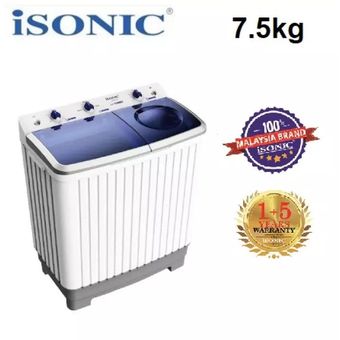 Isonic 7.5KG Top Load Twin Tub, Semi Auto Washer [CTWM-755]