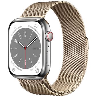 Apple Watch Series 8 (45mm, GPS + Cellular) - Stainless Steel Case with Milanese Loop