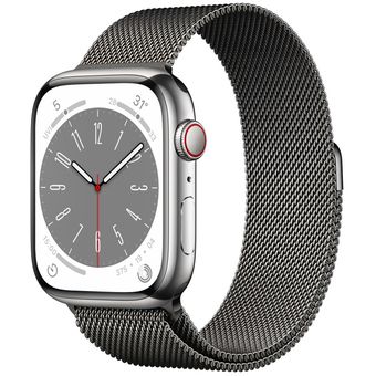 Apple Watch Series 8 (45mm, GPS + Cellular) - Stainless Steel Case with Milanese Loop