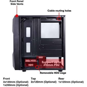 Armaggeddon Aero VII ATX Gaming PC Case w/ Tempered Glass