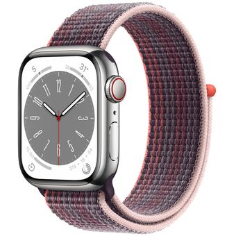 Apple Watch Series 8 (41mm, GPS + Cellular) - Stainless Steel Case with Sport Loop