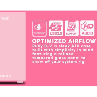 Armaggeddon Ruby B-V Pink ATX Gaming PC Case