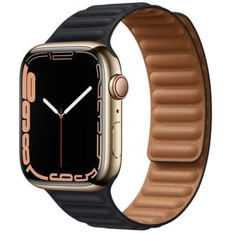 Apple Watch Series 7 (41mm, GPS + Cellular) - Stainless Steel Case with Leather Link