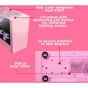 Armaggeddon Ruby B-V Pink ATX Gaming PC Case