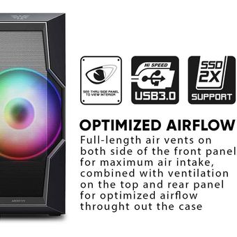 Armaggeddon Aero VII ATX Gaming PC Case w/ Tempered Glass