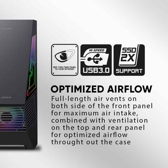 Armaggeddon Aero III ATX Gaming PC Case w/ Tempered Glass