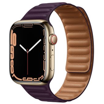 Apple Watch Series 7 (41mm, GPS + Cellular) - Stainless Steel Case with Leather Link