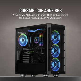 Corsair iCUE 465X RGB Mid-Tower ATX Smart Case - Black