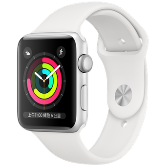 Apple Watch Series 3 (GPS) 42mm, Silver Aluminium Case w/ White Sports Band