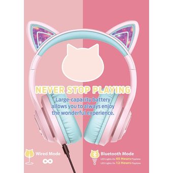 iClever BTH13 Cat-Ear LED Light Up Kids Bluetooth Headphones